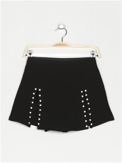 Short falda pedrería negro