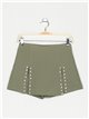 Shorts skirt with rhinestone verde-militar