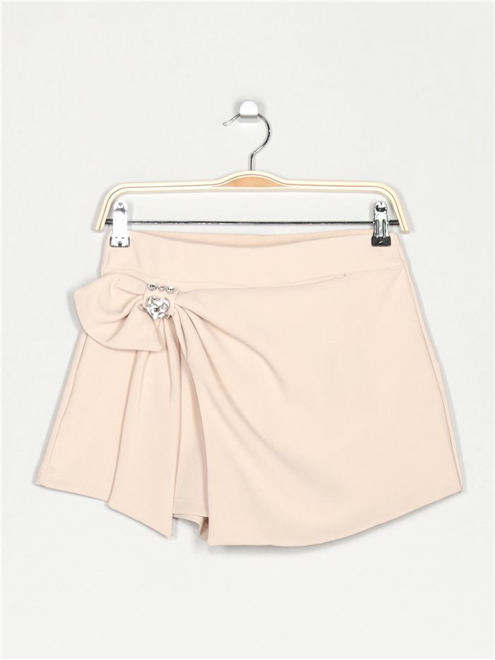 Shorts skirt with bows beis