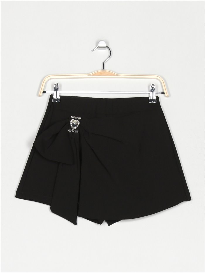 Shorts skirt with bows negro