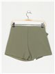 Short falda lazo pedrería verde-militar