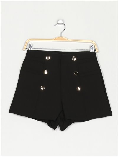 Shorts skirt with buttons negro