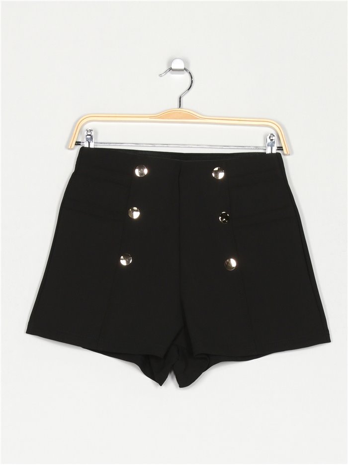 Shorts skirt with buttons negro