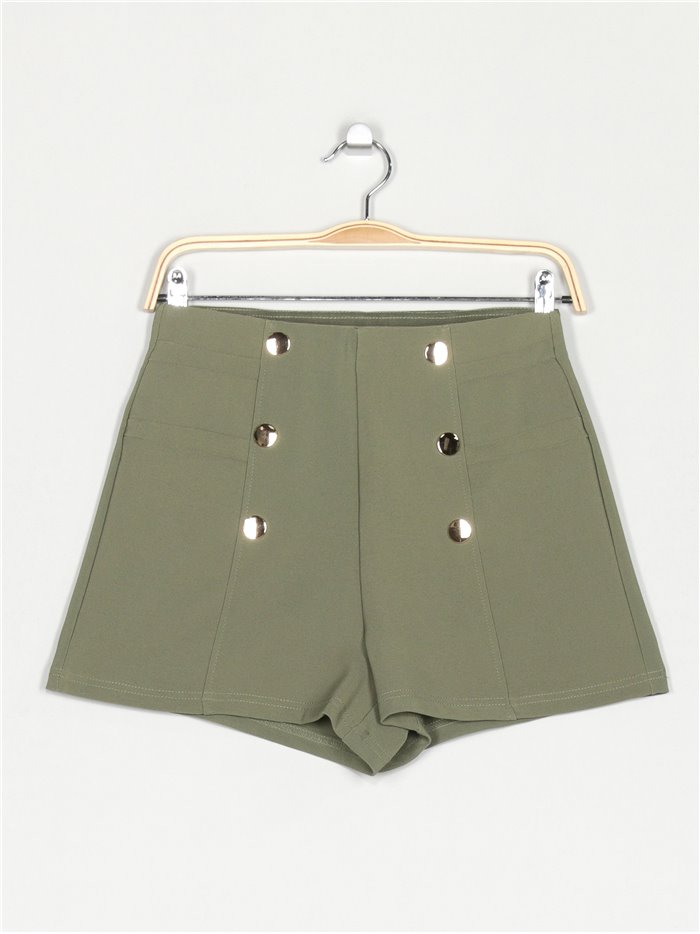 Short falda botones verde-militar