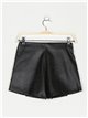 Faux leather shorts skirt with rhinestone negro