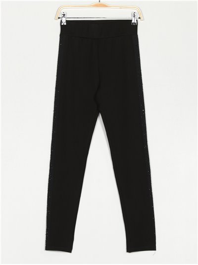 Leggings with rhinestone negro-negro