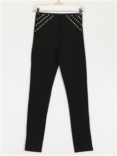 Pantalón legging pedrería negro