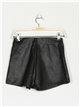 Faux leather shorts skirt with rhinestone negro