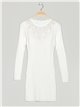 Soft knit dress with rhinestone blanco