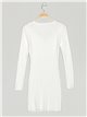 Soft knit dress with rhinestone blanco