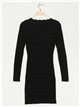 Soft knit dress with rhinestone negro