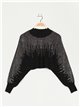 Sweater with rhinestone + Knit dress negro