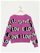 Love knit cardigan with rhinestone buganvilla