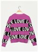 Love knit cardigan with rhinestone buganvilla