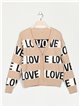 Love knit cardigan with rhinestone camel