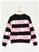 Love knit cardigan with rhinestone negro