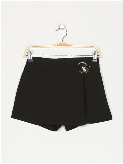 Shorts skirt with metallic detail negro