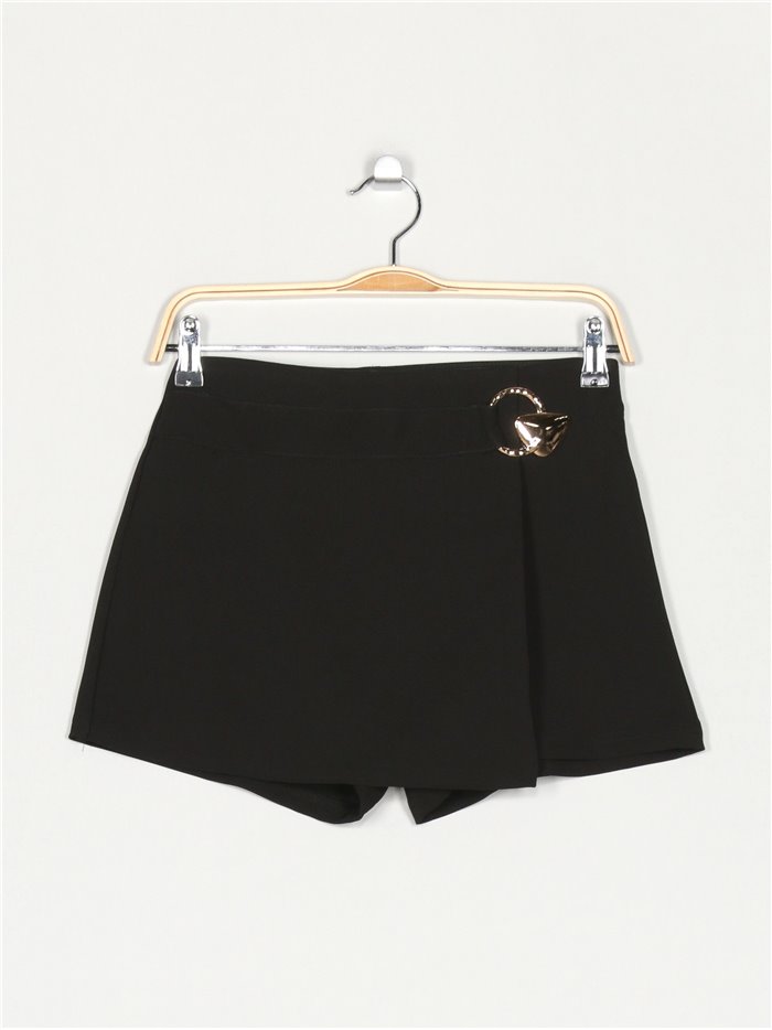 Shorts skirt with metallic detail negro