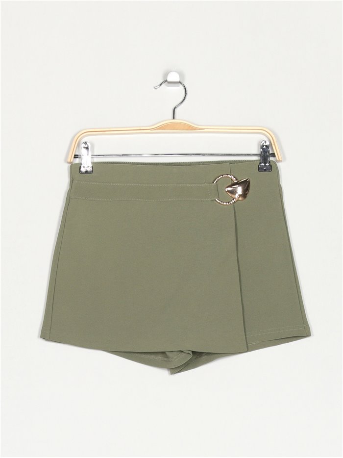 Shorts skirt with metallic detail verde-militar