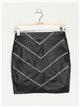 Faux leather mini skirt with rhinestone negro