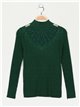 Soft sweater with rhinestone verde-botella