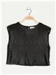 Metallic thread top with shoulder pads negro