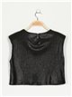 Metallic thread top with shoulder pads negro