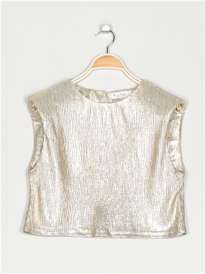 Metallic thread top with shoulder pads oro-claro