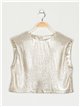 Metallic thread top with shoulder pads oro-claro