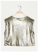 Metallic thread top with shoulder pads oro-negro