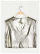 Metallic thread top with shoulder pads oro-negro