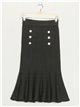 Premium knit skirt with rhinestone buttons black