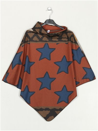 Poncho soft estrellas camel