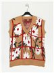 Floral knit waistcoat camel