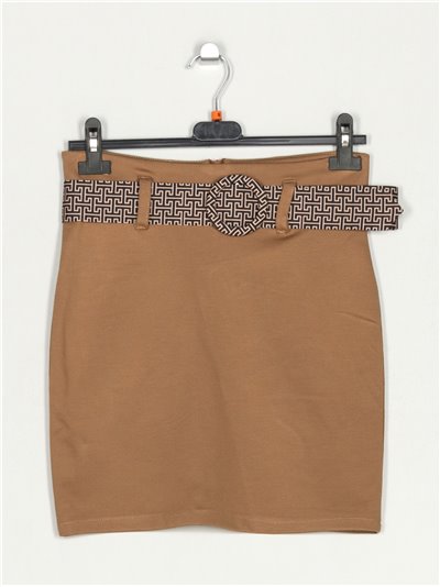 Belted mini skirt camel