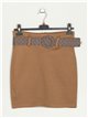 Belted mini skirt camel