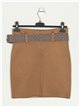 Belted mini skirt camel