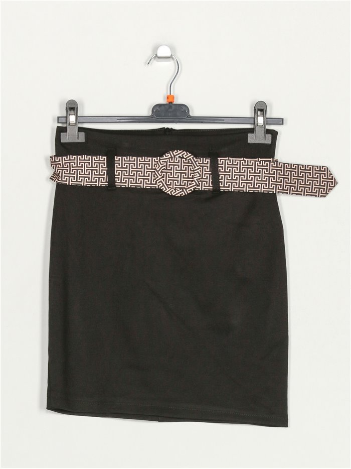 Belted mini skirt negro