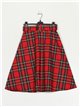 Checked midi skirt with ruffles rojo