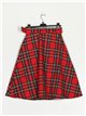 Checked midi skirt with ruffles rojo