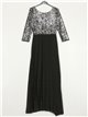 Maxi pleated dress with sequins plata