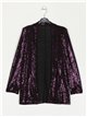 Shiny fabric blazer morado