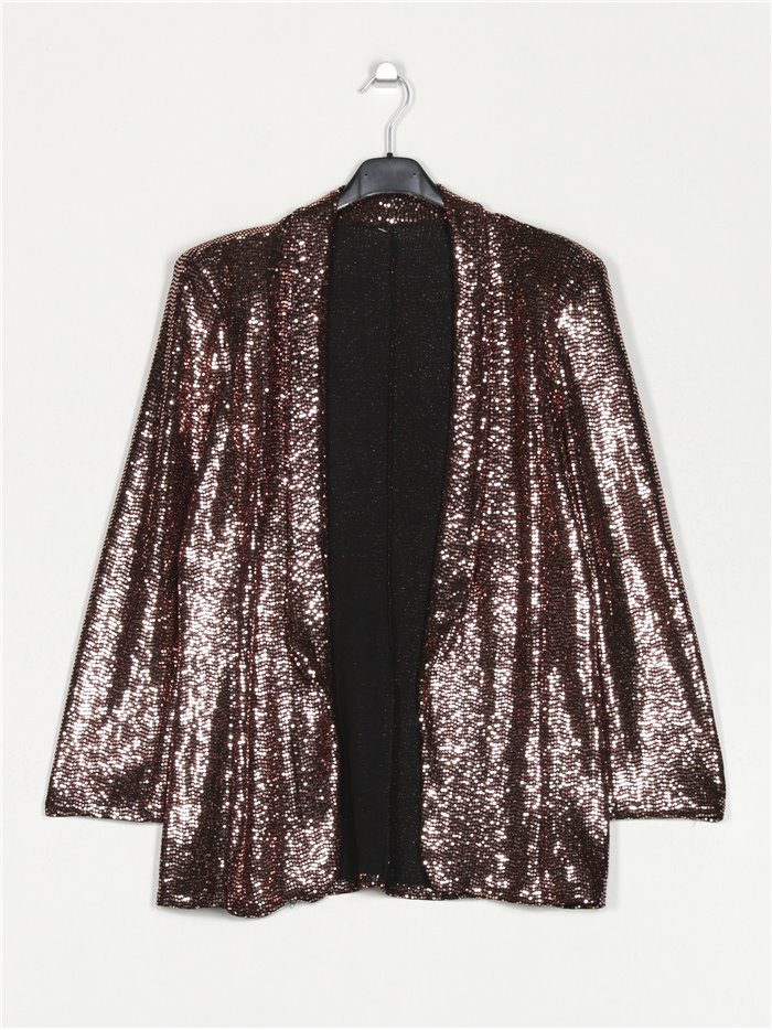 Shiny fabric blazer oro-rosa