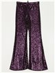 Shiny fabric flare trousers morado