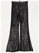 Shiny fabric flare trousers negro