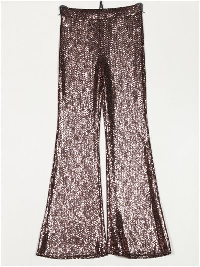 Shiny fabric flare trousers oro-rosa