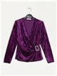 Velvet gathered blouse morado