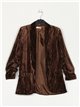 Velvet blazer with turn-up sleeves marron