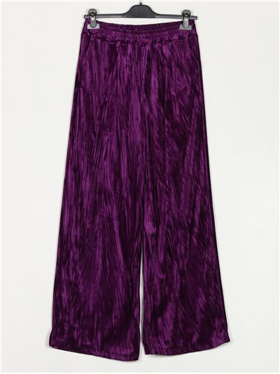 Velvet straight leg trousers morado