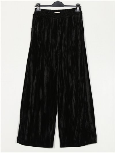 Velvet straight leg trousers negro